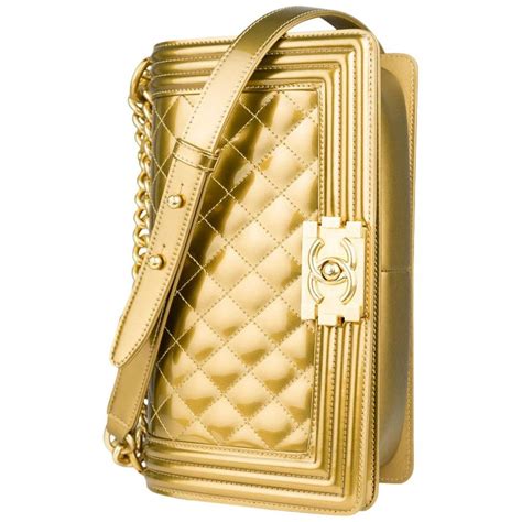 chanel metallic gold boy bag|Chanel leboy bag.